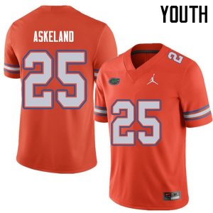 Youth Florida Gators #25 Erik Askeland NCAA Jordan Brand Orange Authentic Stitched College Football Jersey MGF3662JY